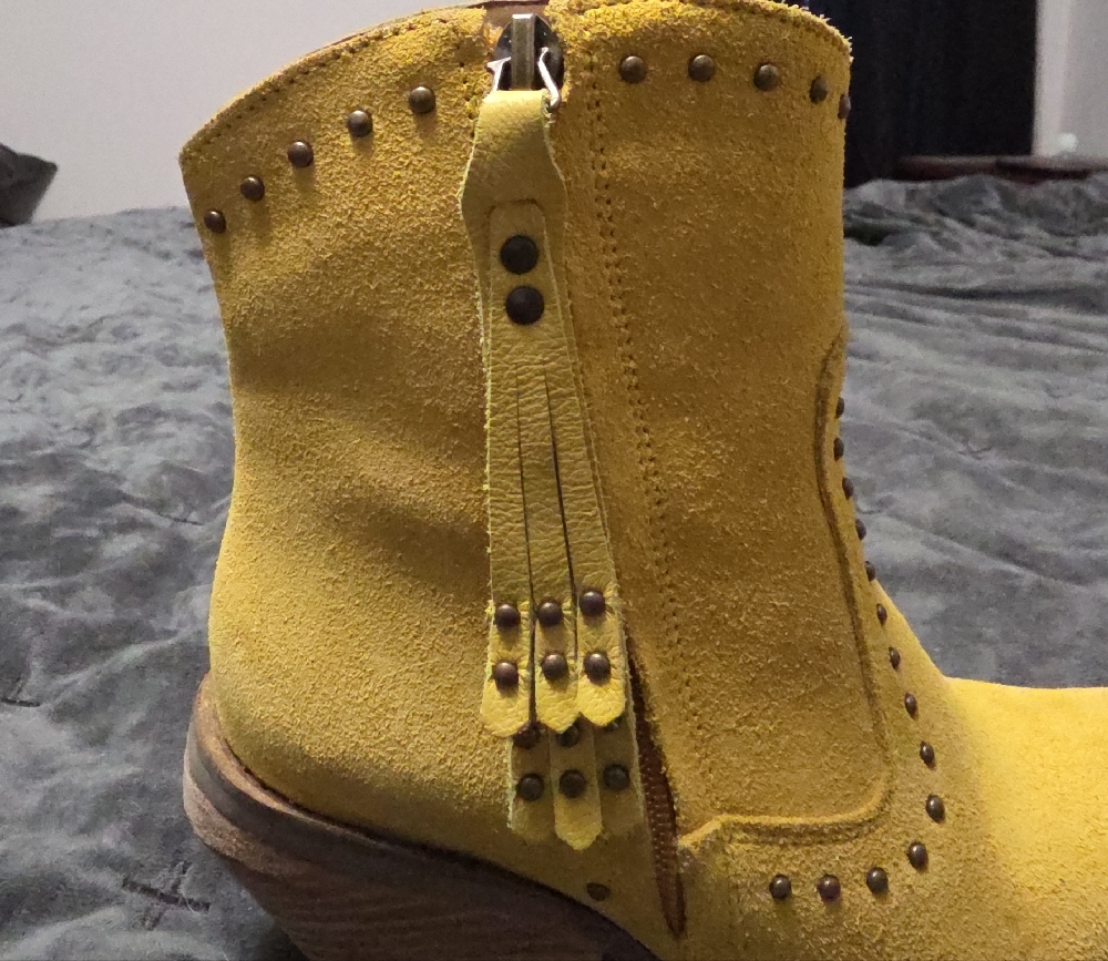 Dingo Mustard Ankle Boots with Studded Detail - Picture 3 of 10